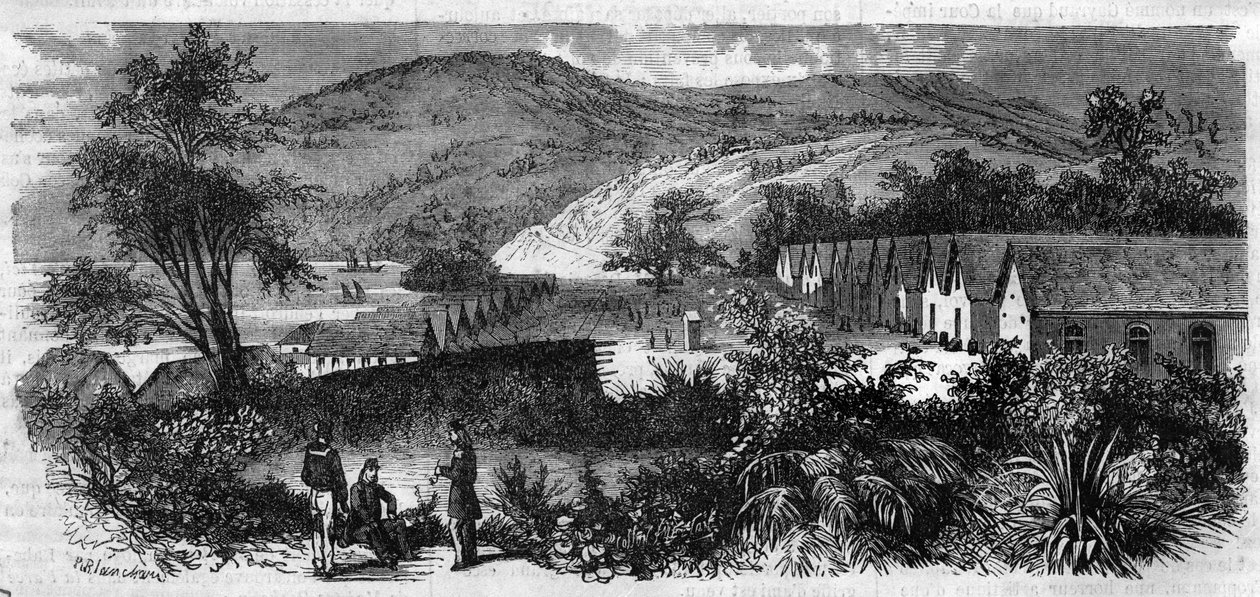 Yeni Kaledonya - Nou adasının penitencier - 1870 gravürü by Unknown artist