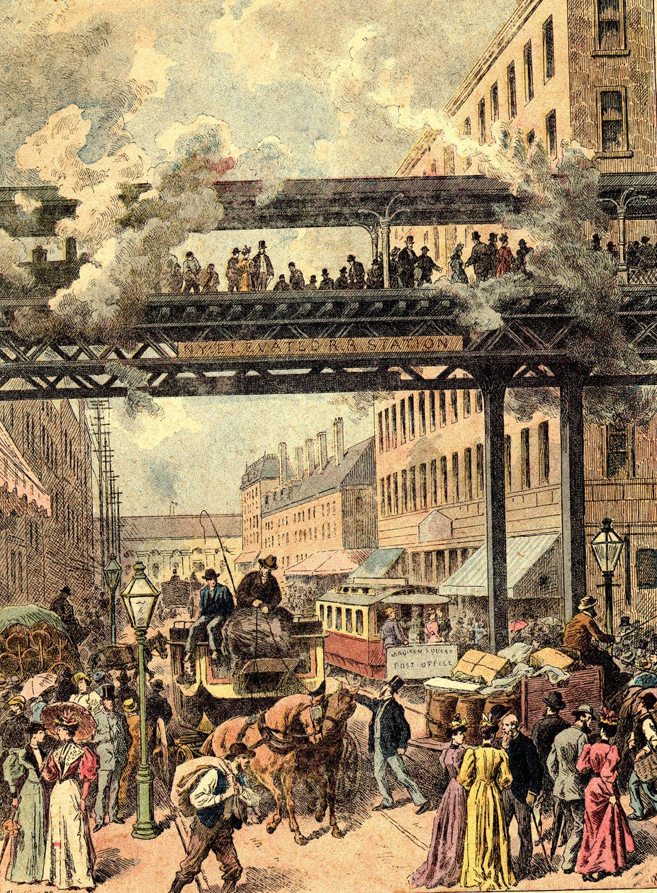New York Caddesi. 1890 "Yeryüzü Halkları"nda. by Unknown artist