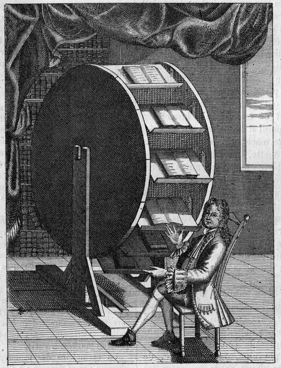Fransız mucit Nicolas Grollier de Servière (1596-1689), çalışma masasına sahiptir. (Eski bir gravürün tıpkıbasımı). 16 Ekim 1880 tarihli “Doğa: bilimlerin ve sanat ve endüstriye uygulamalarının gözden geçirilmesi” nde gravür. by Unknown artist