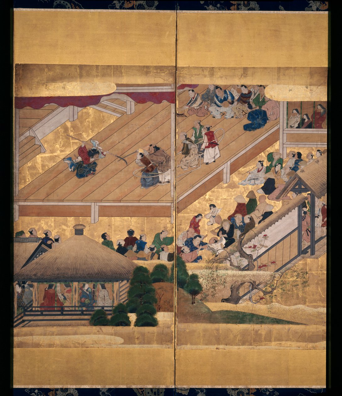 Noh Play: Funa Benkei (kağıt üzerinde mürekkep, renkler ve altın, altı panelli ekran) by Unknown artist