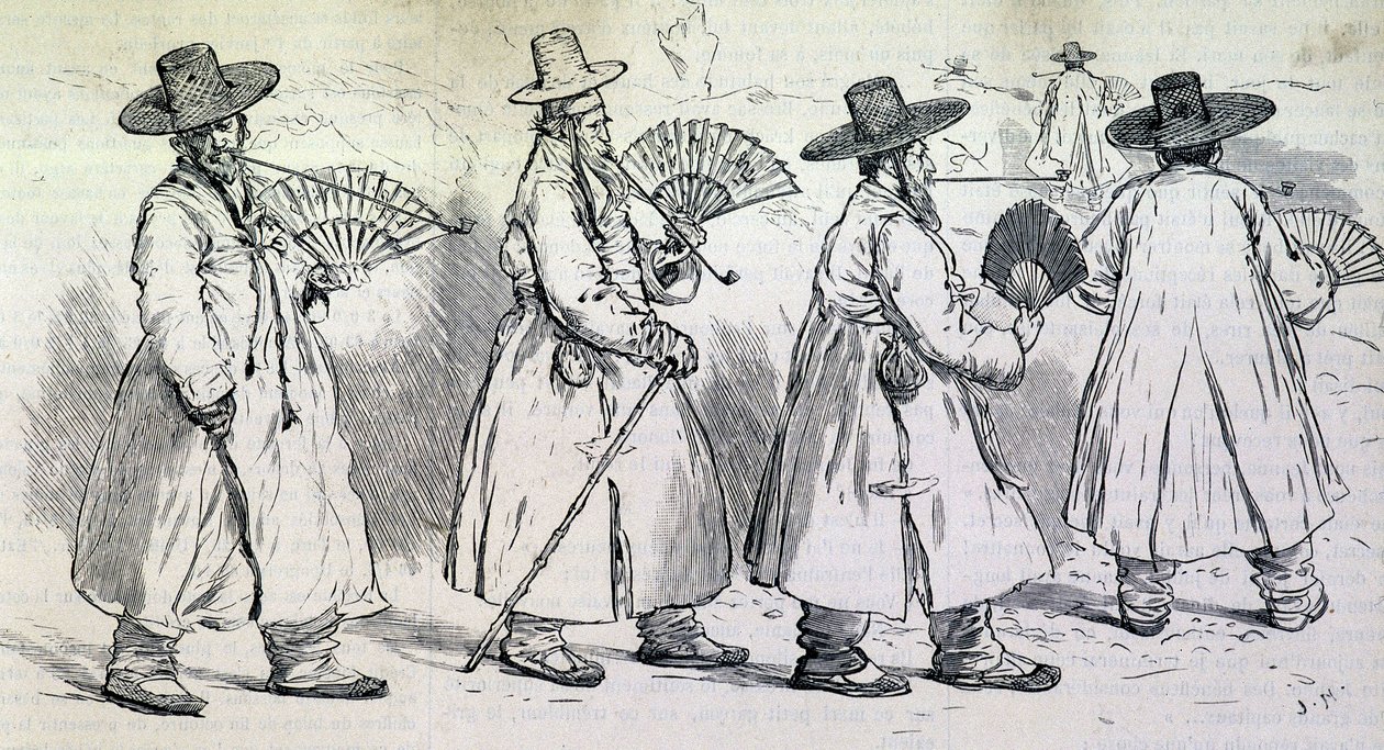 Yürüyüşe çıkan Sbin Po (Kree) köyünün dikkat çekenleri (19. yüzyılın sonları). by Unknown artist
