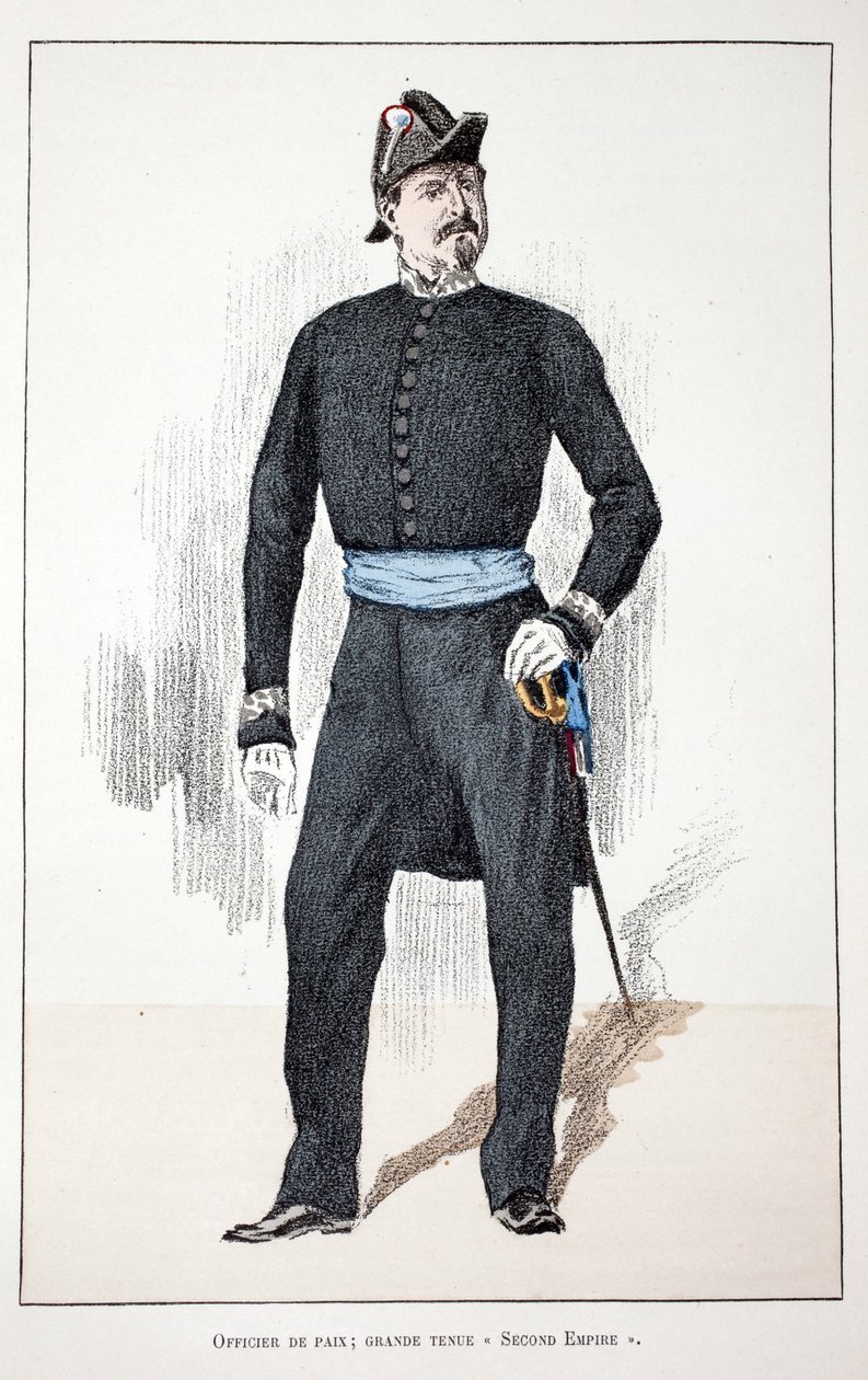 Barış Subayı, Büyük İkinci İmparatorluk (1852-1870). Renklerde gravür, illüstrasyon için, Seine polisi Louis Lepine (1846-1933) himayesinde yayınlanan “Barış Muhafızları Kolordu Tarihi” kitabı, Alfred Rey (1864- by Unknown artist