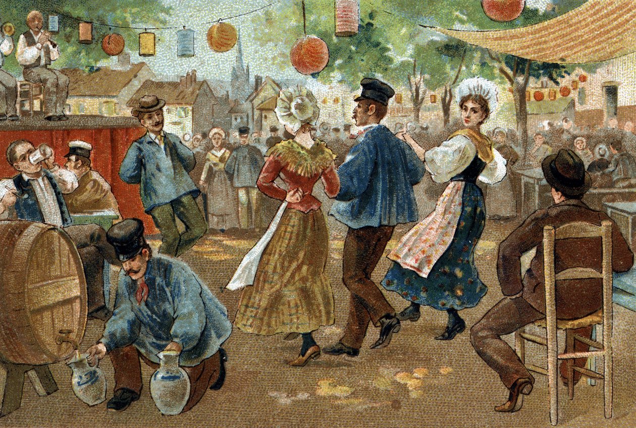 Flanders bölgesinde kutlanan eski bir gelenek: Flaman Fuarı. 19. yüzyılın sonlarında kromolitografi. by Unknown artist