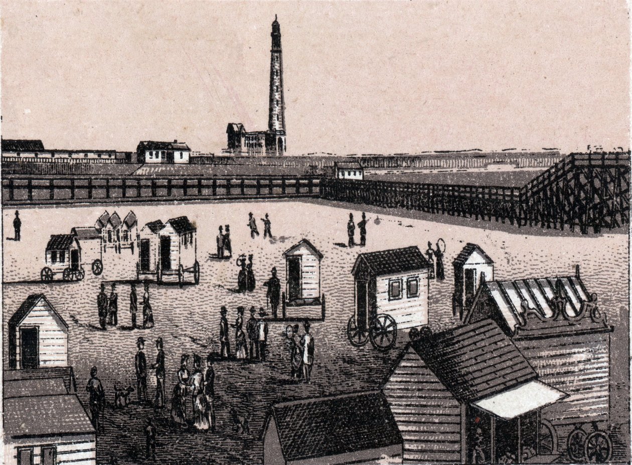 Oostende (Oostende), Belçika: doğu hamamlarının ve limanın görünümü (liman, liman). “” Dünya 168 görüş gösteriyor”” Tarihsiz (19. yüzyılın sonu) by Unknown artist