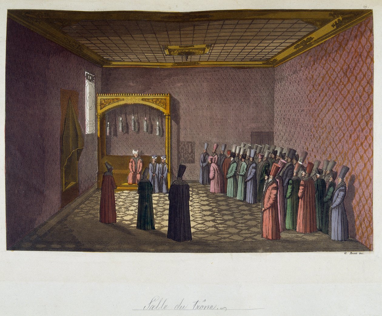 Osmanlı İmparatorluğu: Taht Salonu - Ferrario, ed Milan tarafından “” Eski ve modern kostüm”de by Unknown artist