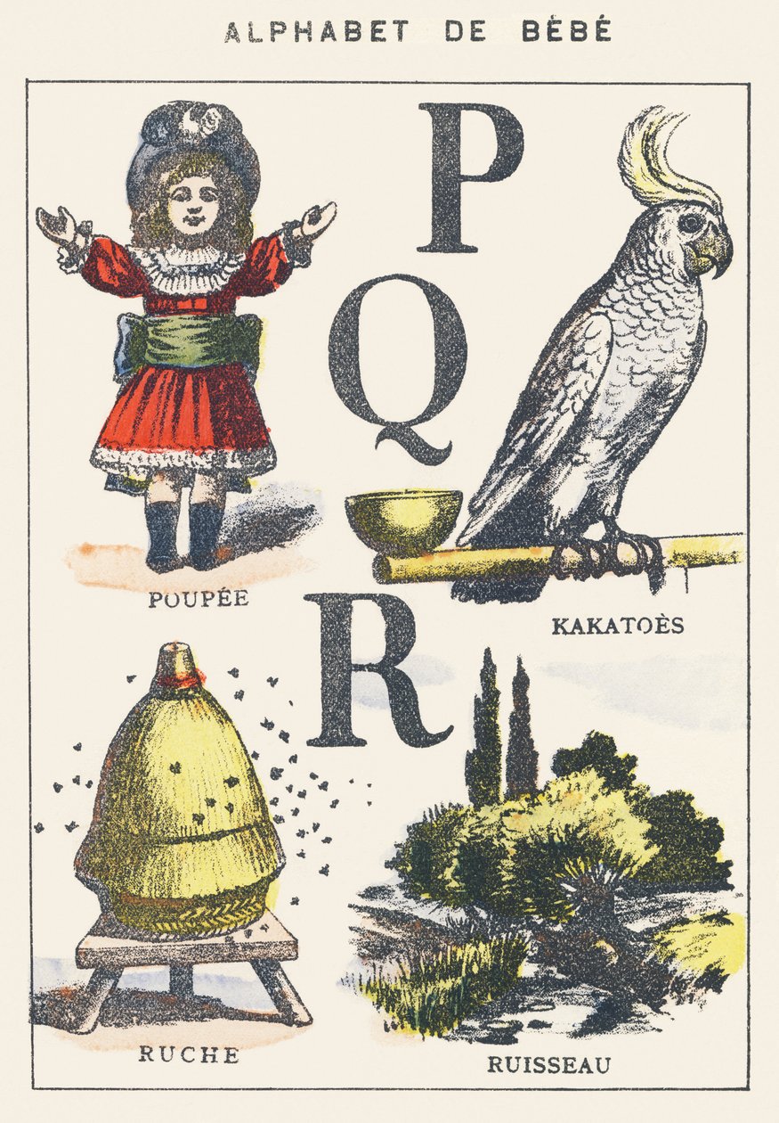 P Q R: oyuncak bebek, hurma, kovan, dere by Unknown artist