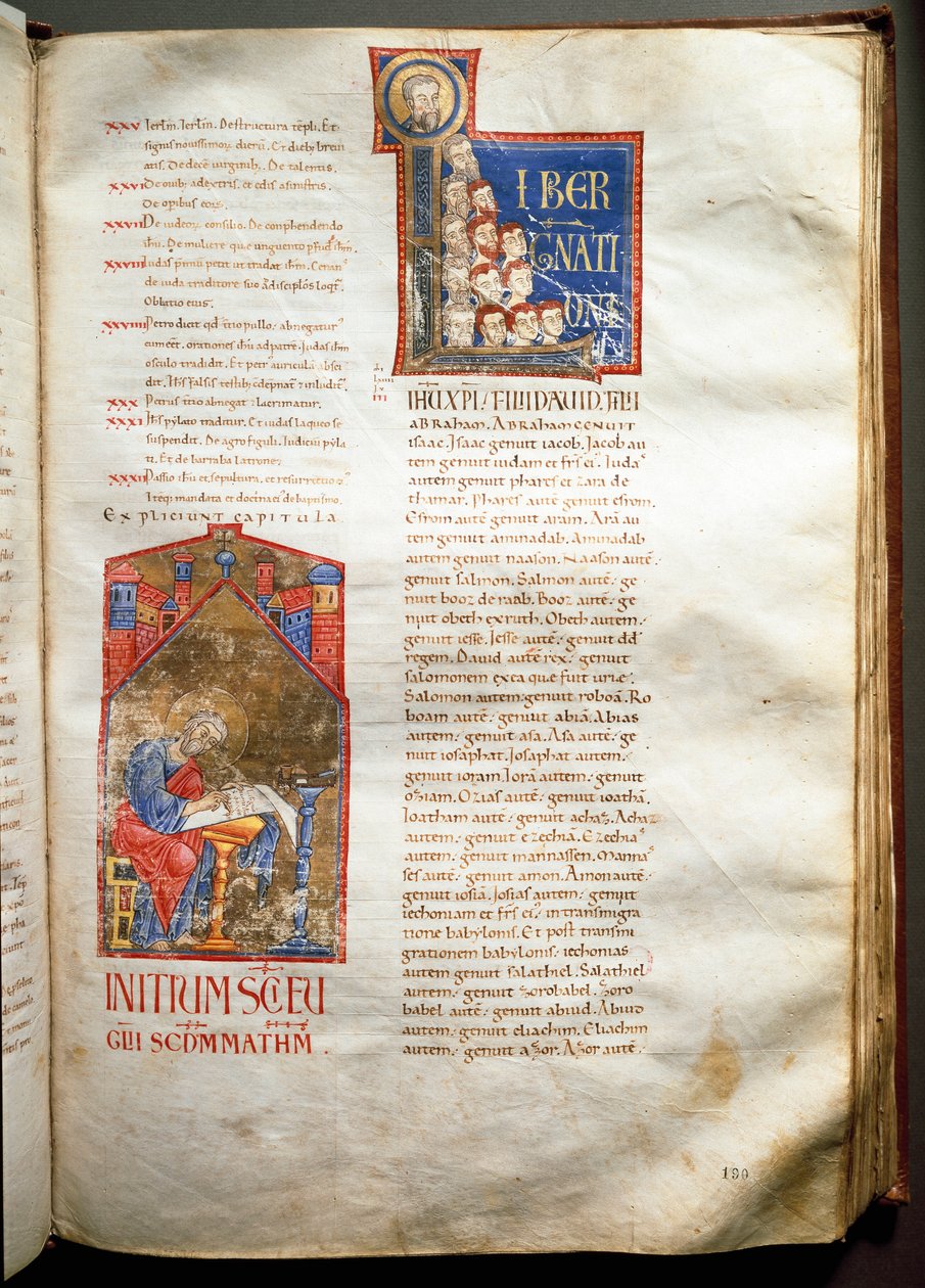 12. yüzyılın başlarından bir ışıklı İncil sayfası (Ms.721-Foglio 190r). karartmak 52,5x36 cm Roma, Biblioteca Casanatense by Unknown artist
