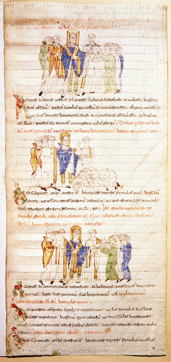 12. yüzyılın başlarından bir ışıklı İncil sayfası (Ms.723-Foglio 138v.). karartmak 52,8x38 cm Roma, Biblioteca Casanatense by Unknown artist
