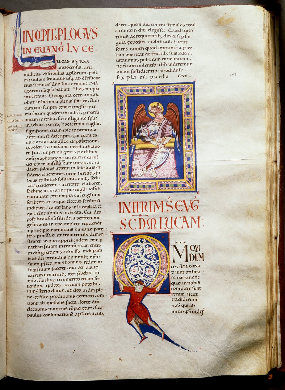 12. yüzyılın başlarından bir ışıklı İncil sayfası (Ms.723-Foglio 162r.). karartmak 52,8x38 cm Roma, Biblioteca Casanatense by Unknown artist