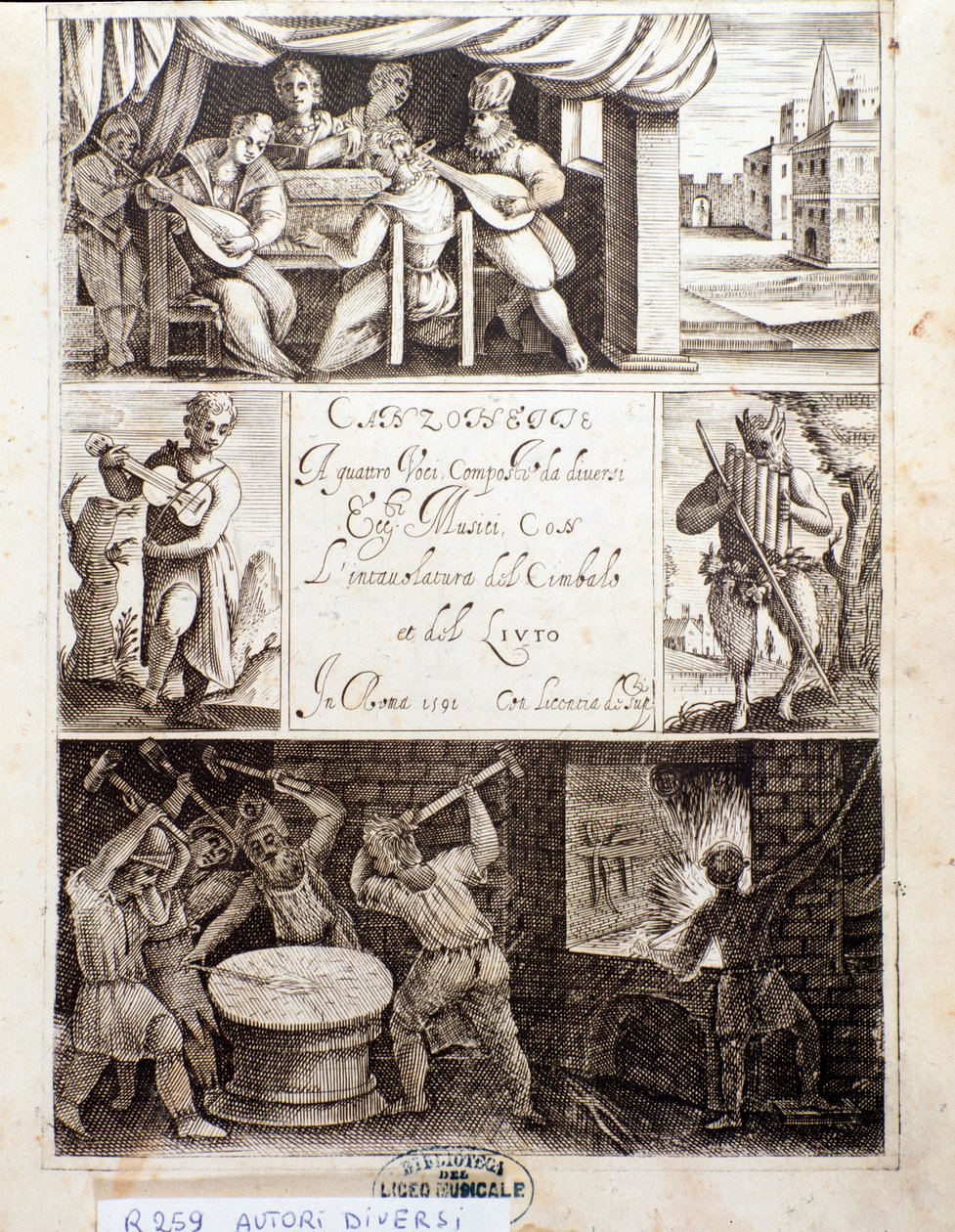 Çeşitli şarkılar için çizimler sayfası (gravür by Unknown artist