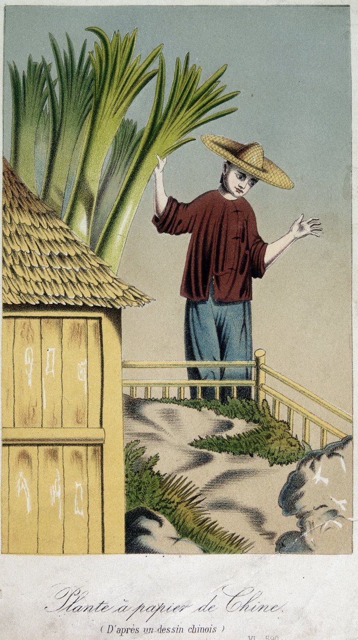 Kağıt fabrikası, Çin - gravür by Unknown artist