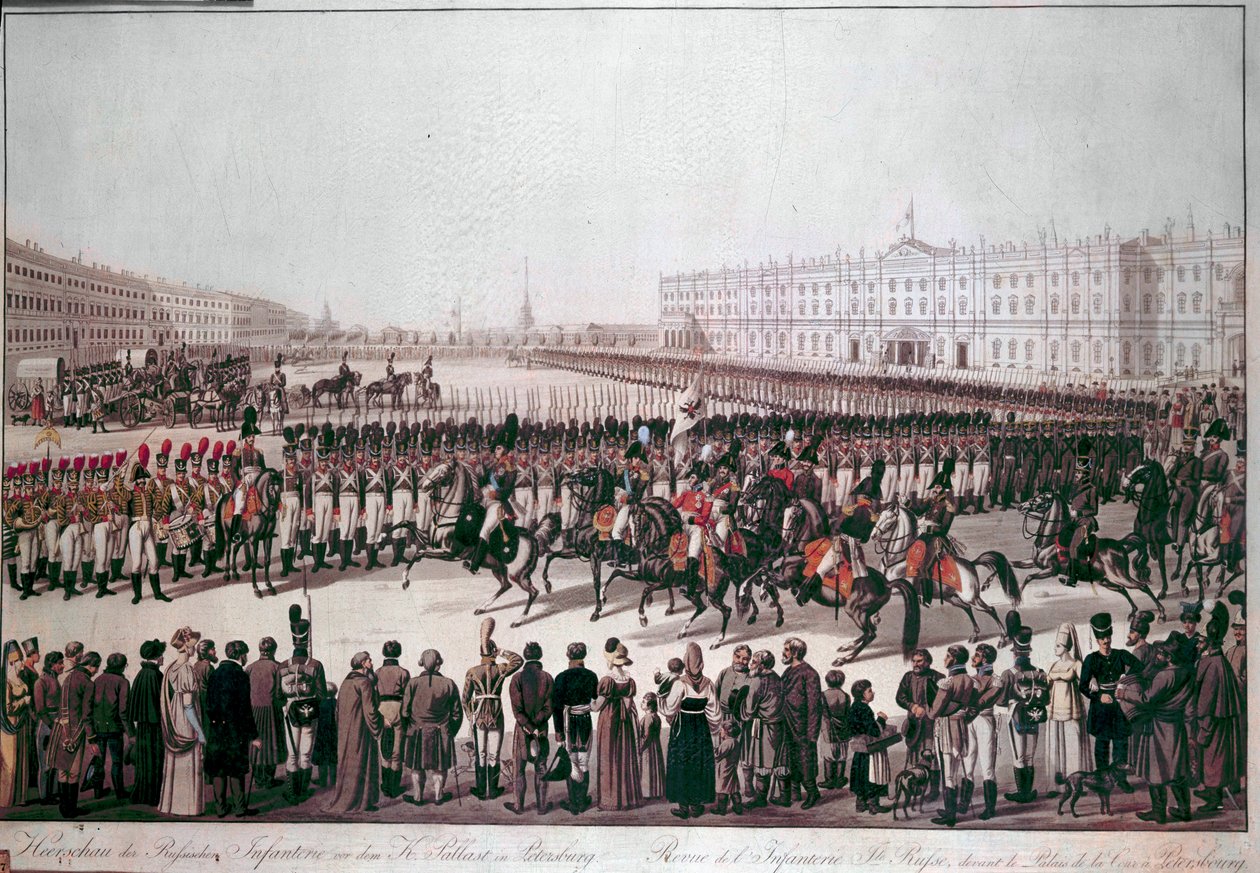 Rus Piyade Geçit Töreni. 19. yüzyılın başından itibaren baskılar. by Unknown artist