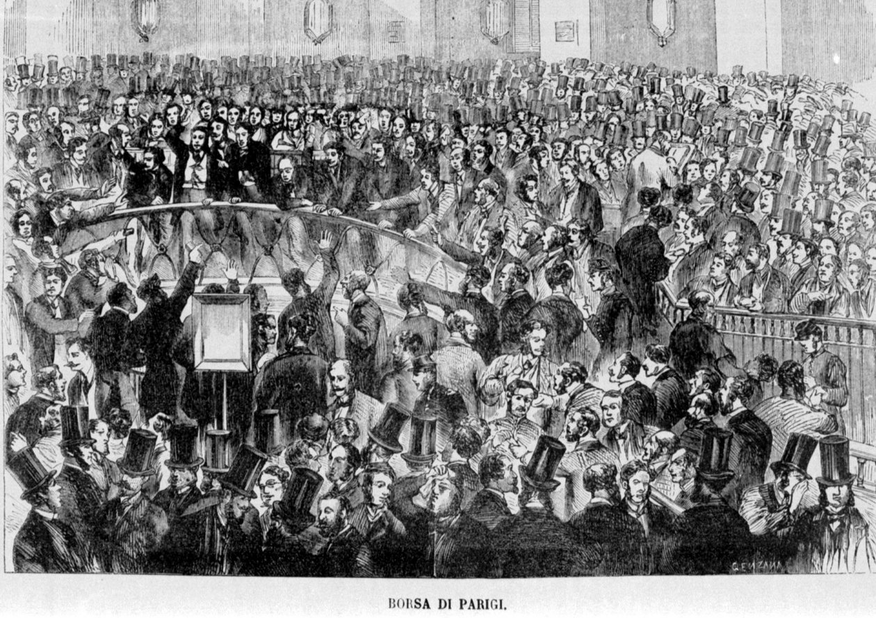 1870 yılında Paris Menkul Kıymetler Borsası (sepet). by Unknown artist