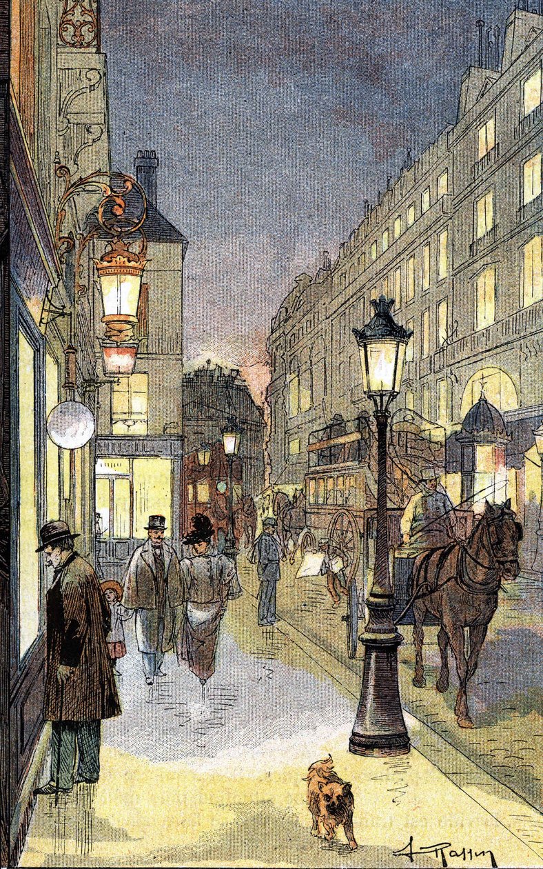 Geceleri Paris, 19. yüzyılın sonlarında illüstrasyon. by Unknown artist