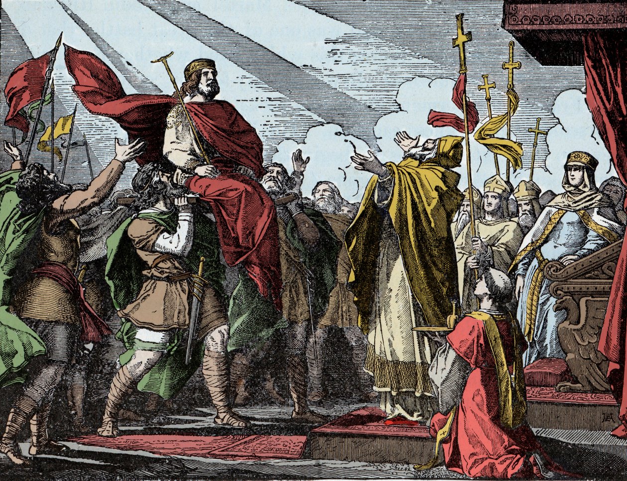 Pepin Frankların Kralı İlan Edildi - Sacre of Pepin the Brief (714-768), Saint Denis Bazilikası, 28 Temmuz 754: Papa II. Stephen onu Frankların Kralı ve Romalıların Patrice