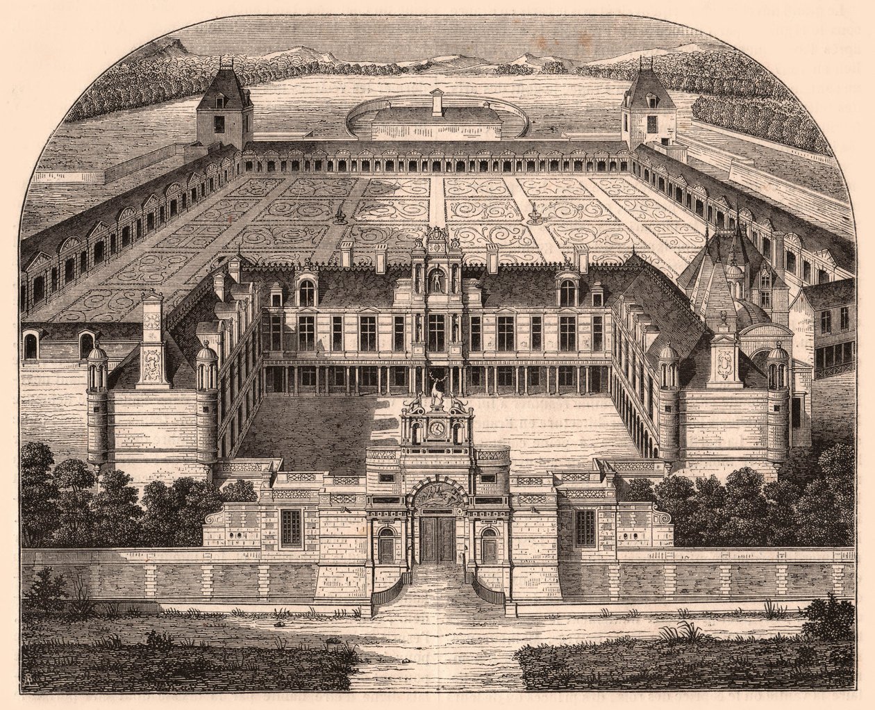Rönesans dönemi Chateau dAnet (Eure-et-Loir, Fransa) perspektif görünümü by Unknown