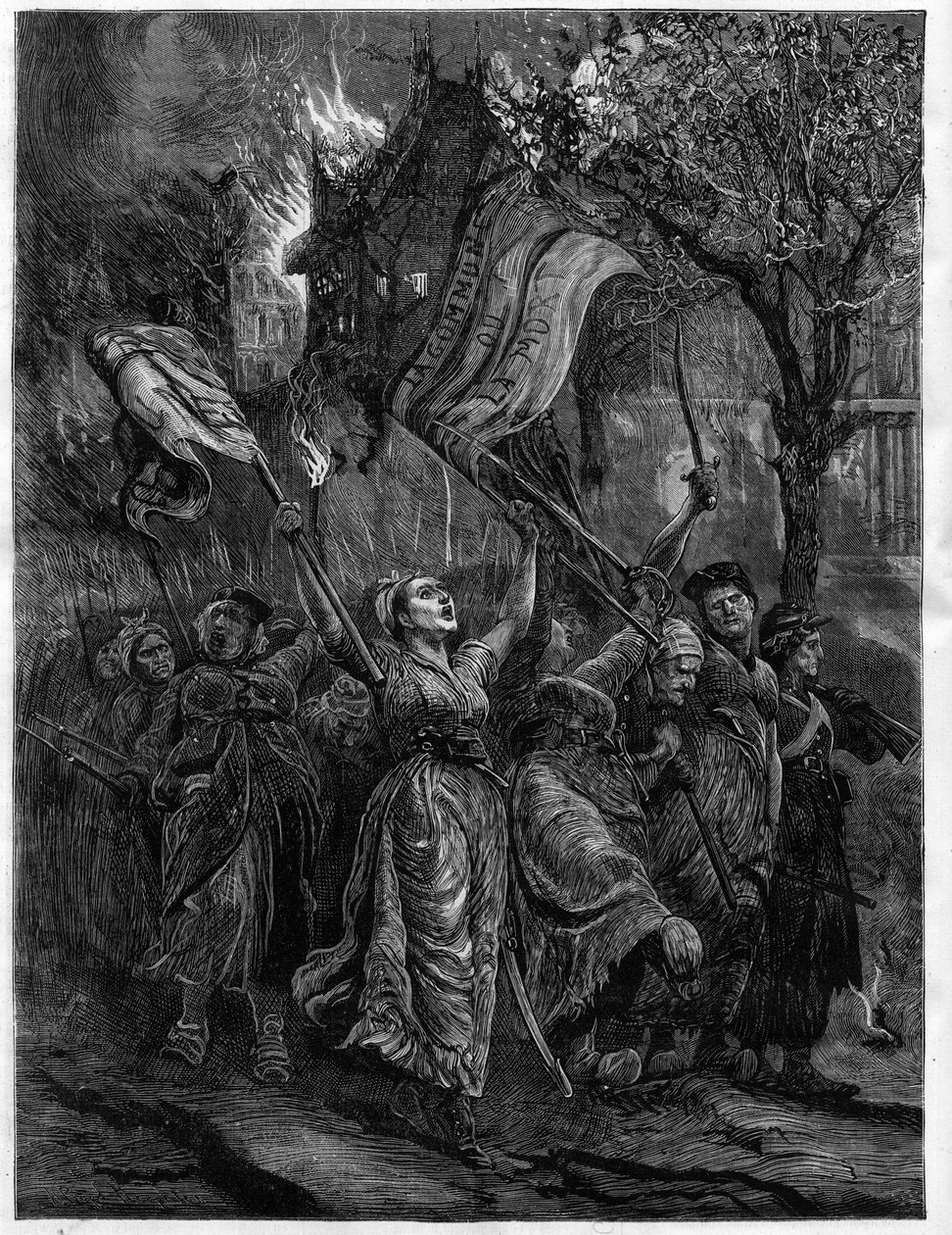Paris sokaklarında dolaşan petrol makineleri - La Commune by Unknown artist