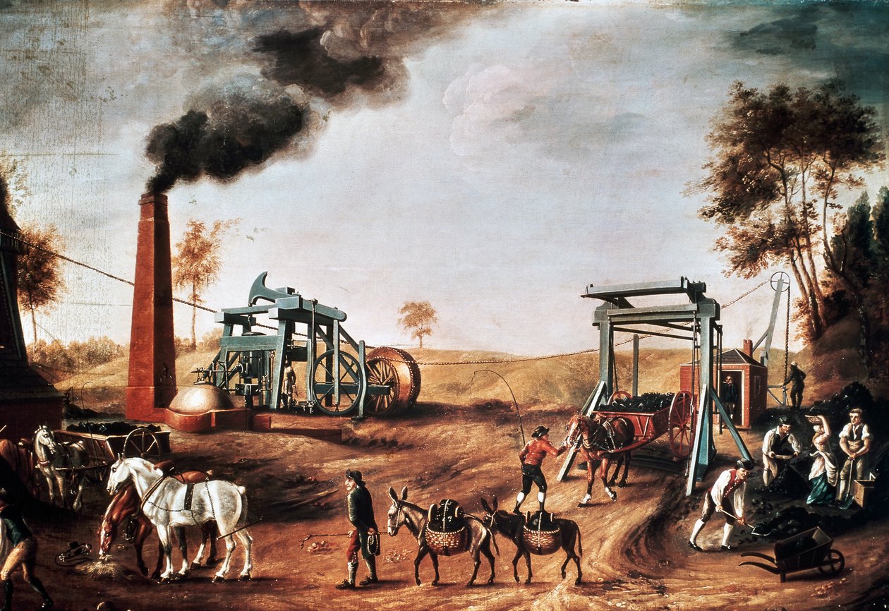 Pit head, yaklaşık 1800, bilinmeyen bir sanatçının tablosu, tuval üzerine yağlı boya, 95 x153 cm, Birleşik Krallık by Unknown artist