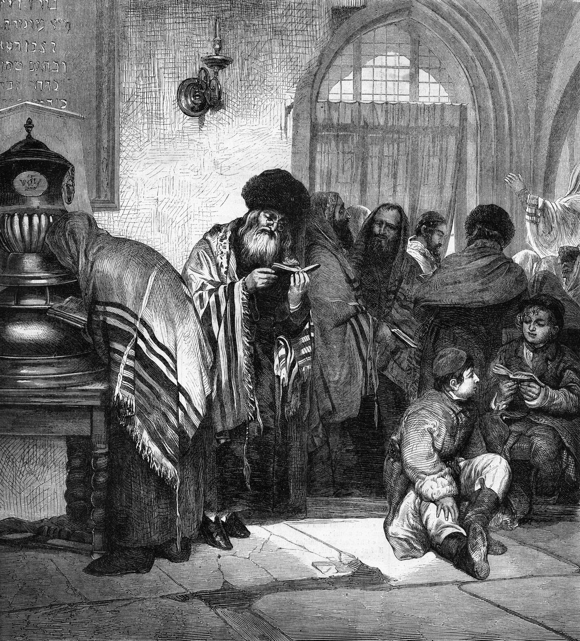 Polonyalı Yahudiler büyük bağışlamayı kutluyor (Yom Kippur). by Unknown artist