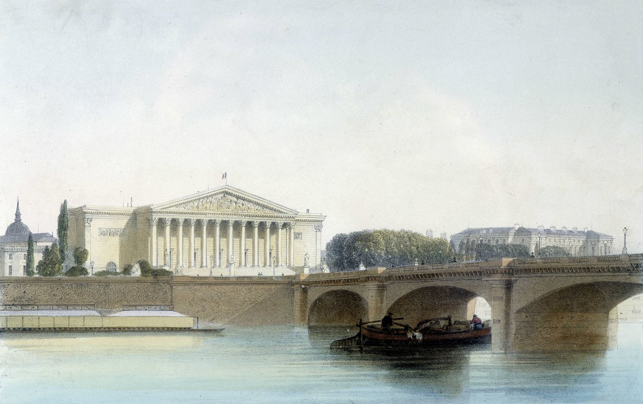 Pont de la Concorde, Aubrun litografisi, sd. 19. yüzyıl. by Unknown artist