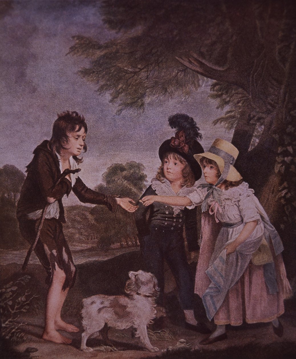 Zavallı çocuk zengin çocuklardan dileniyor (renkli taş) by Unknown artist