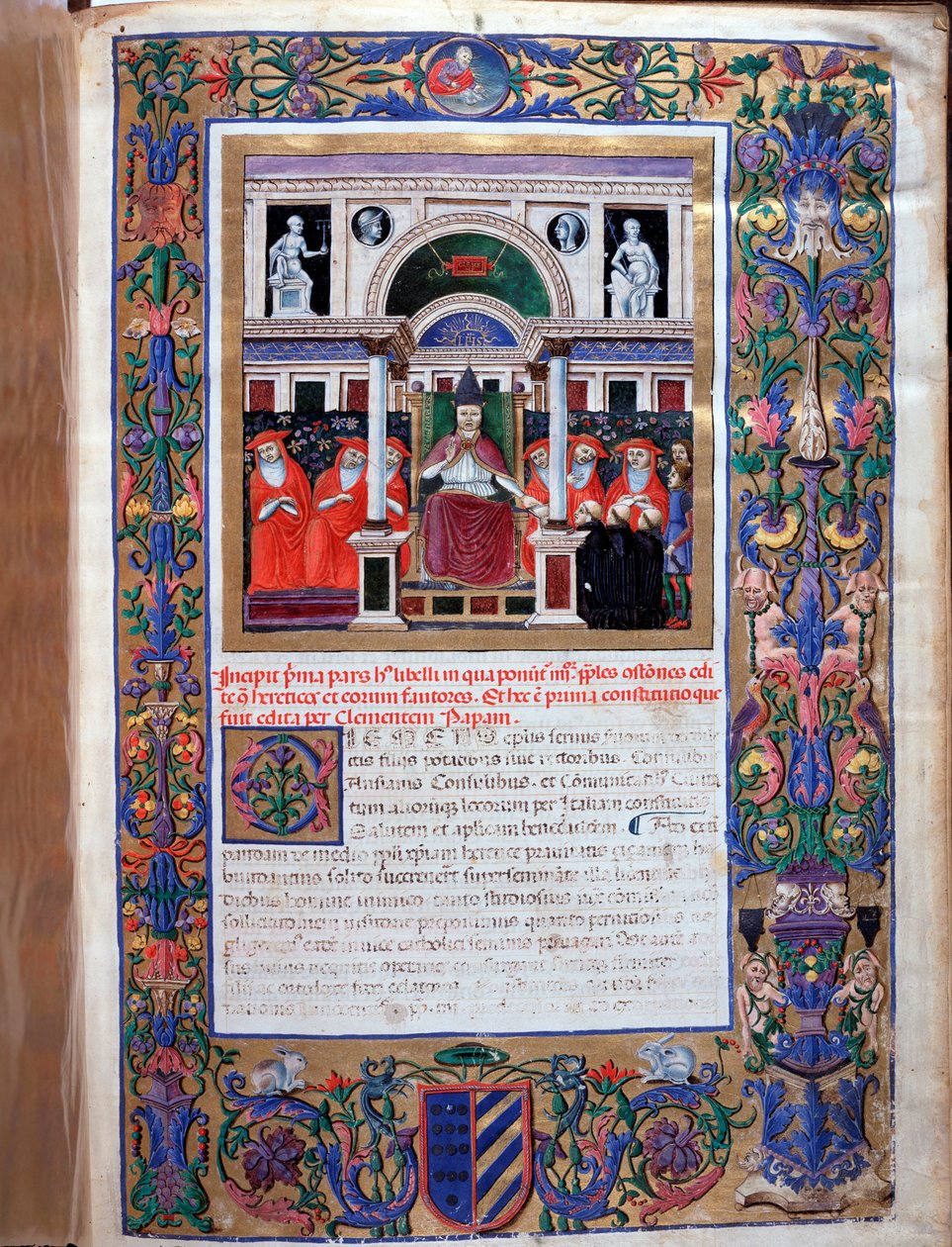 Papa Clement IV, Dominik keşişlerine bir papalık imtiyazı veriyor (Minyatür) by Unknown artist