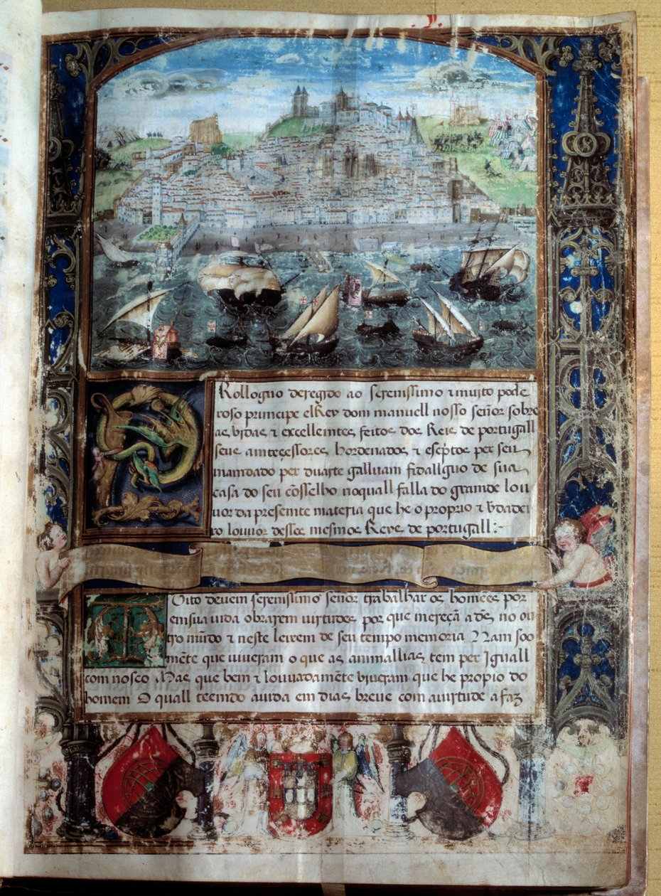 16. yüzyılda Lizbon Limanı Minyatürde “Kral Alfonso Henri'nin Kroniği”” by Unknown artist
