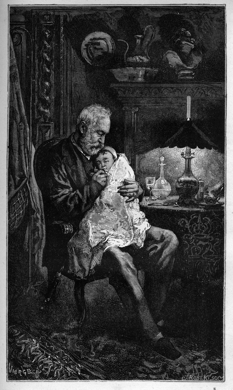 Torunu Jeanne ile Oturan Victor Hugo