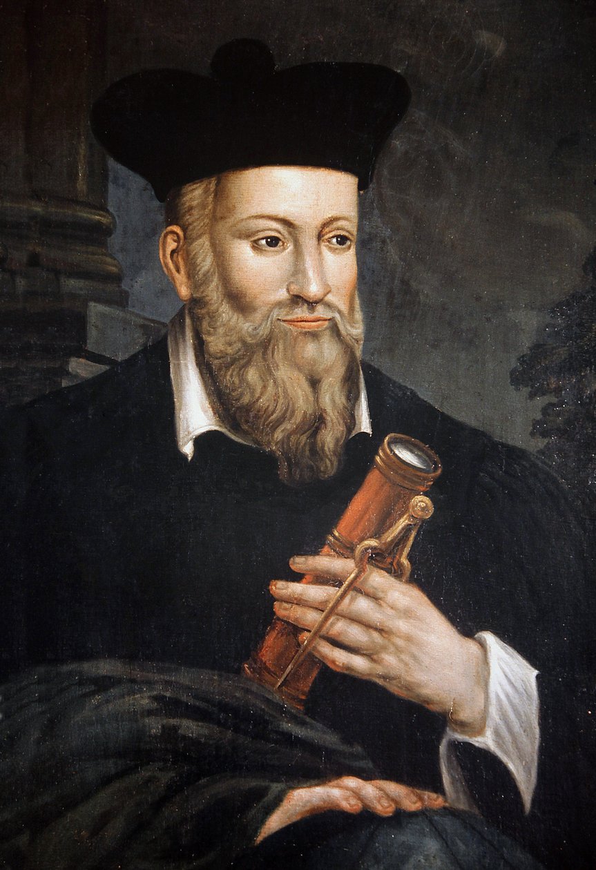 Nostradamus olarak bilinen Michel de Nostre-Dame'in (Nostre Dame) portresi, astrolog (1503-1566), detay, Nostradamus Evi, Salon de Provence, Bouches du Rhone by Unknown artist