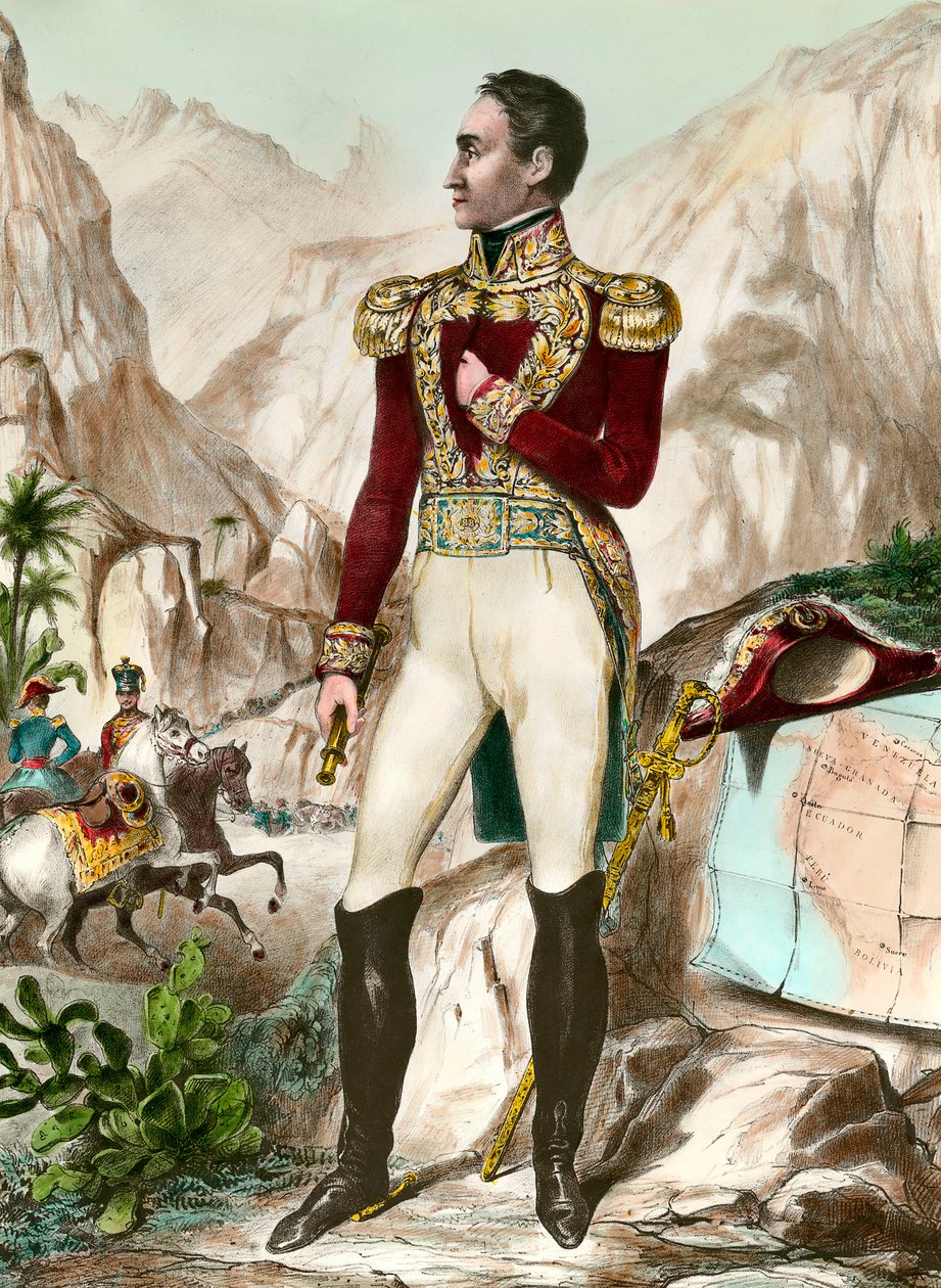 Portre en pied de Simon Bolivar (1783-1830) 19. yüzyılın genel Güney Amerika Gravür. Özel koleksiyon by Unknown artist
