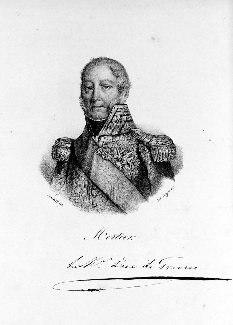 Adolphe Edouard Casimir Joseph Mortier, Treviso Dükü, Fransız mareşal ve politikacı portresi (1768 - 1835). 19. yüzyılın gravürü. by Unknown artist