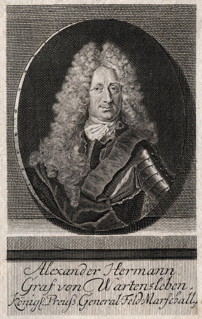 Çeşitli Alman devletlerinin ordularındaki Alexander Hermann Graf von Wartensleben (1650-1734) subayının portresi - gravür by Unknown artist