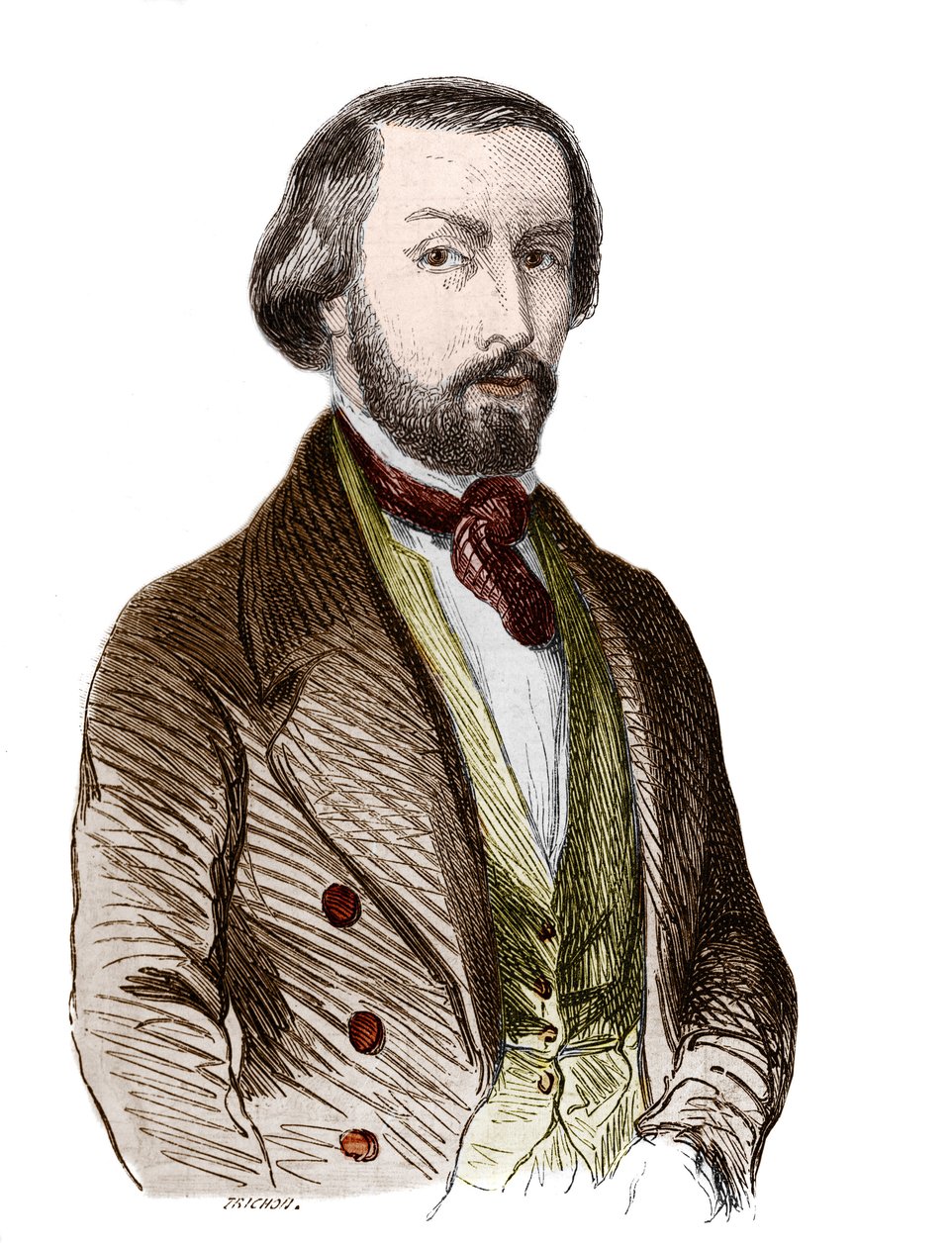 Alfred de Musset (1810-1857) Fransız şairin portresi. by Unknown artist