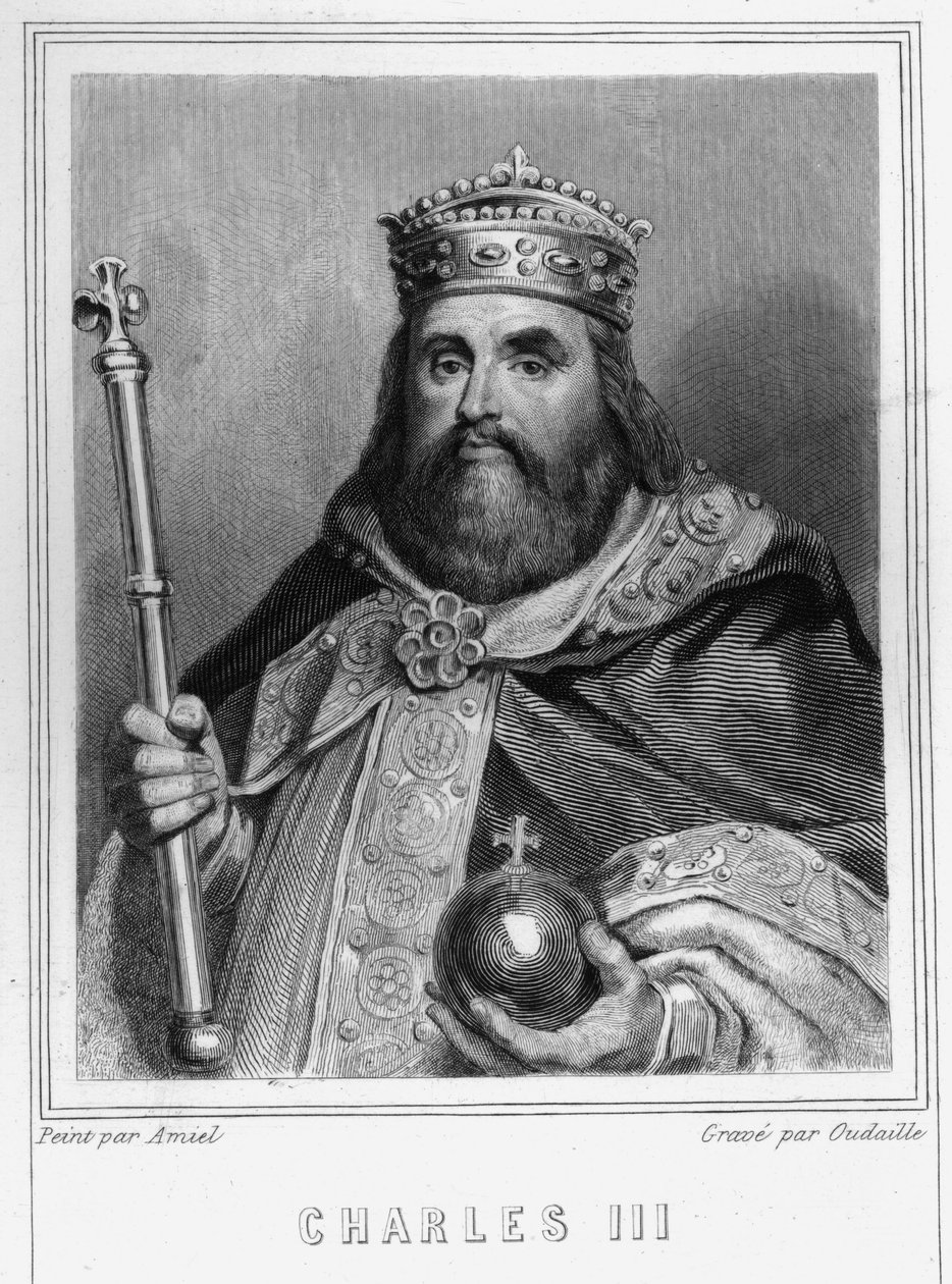 Charles III (839 - 888), Batı İmparatoru (881 - 887) ve Fransa Regent (884 - 887) - Lavallée tarafından “Histoire des Français” de, gravür, sd. by Unknown artist