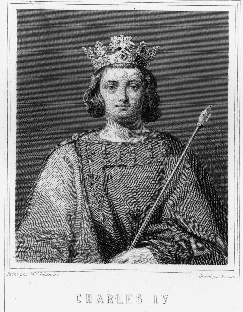Charles IV Bel (1294 - 1328), Fransa Kralı - Lavallée tarafından “Histoire des Français” de, gravür, sd. by Unknown artist