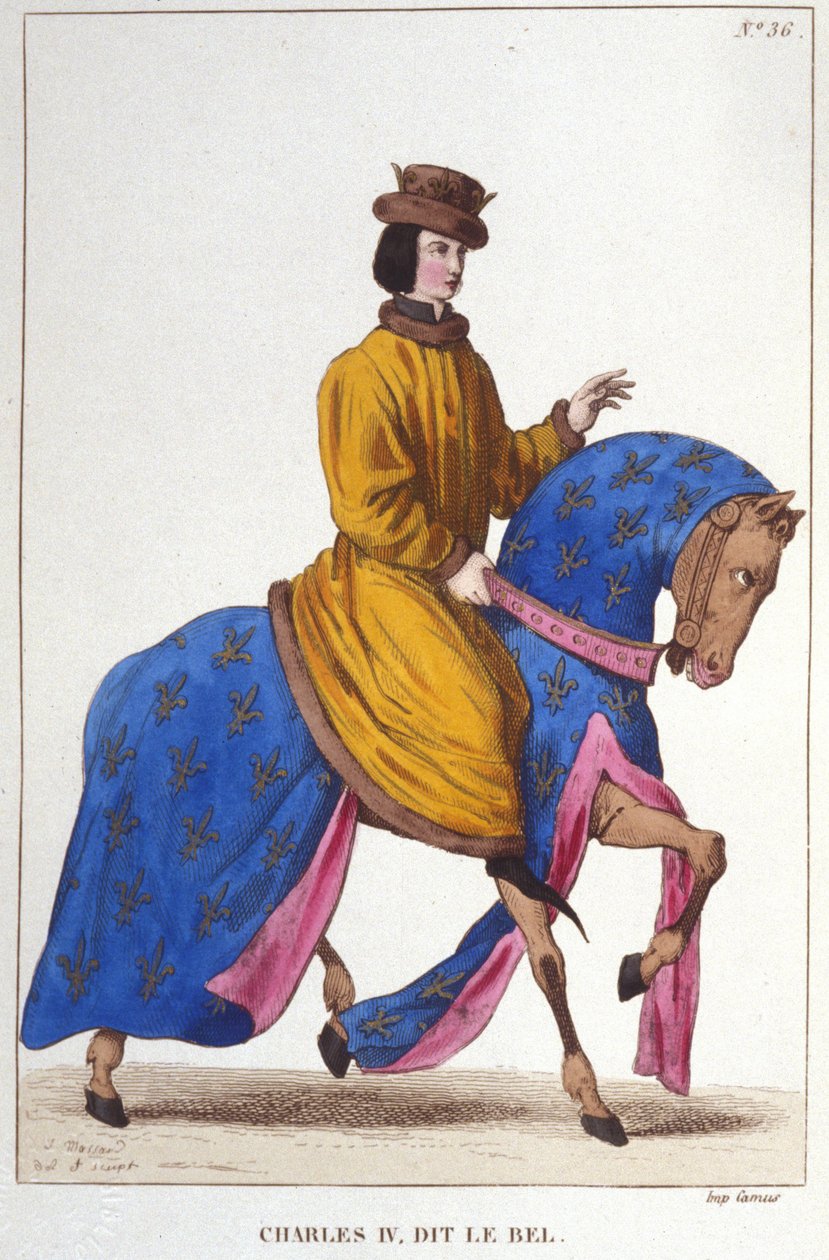 Charles IV Bel (c. 1294 - 1328), Fransa Kralı ve Navarre 1830 gravür portresi by Unknown artist