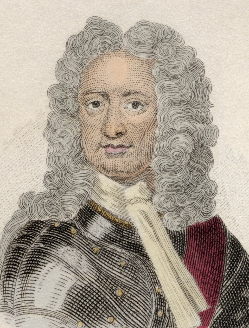 Portrait of Charles Mordaunt (ca. 1658-1735), 3rd Earl of Peterborough and 1st Earl of Monmouth, English diplomat and military. Engraving of the 19th century. by Unknown artist