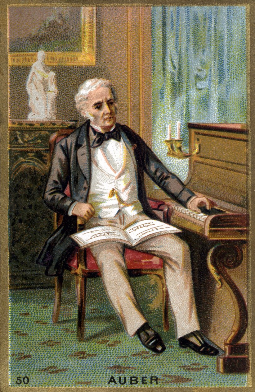 Daniel François Esprit Auber (1782-1871), Fransız bestecinin portresi. 19. yüzyılın kromolitografisi. by Unknown artist