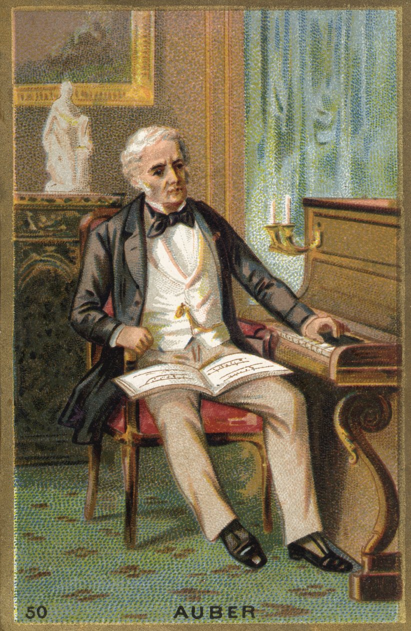 Daniel François Esprit Auber (1782-1871), Fransız bestecinin portresi. Kromolitografi 19. yüzyıl. by Unknown artist