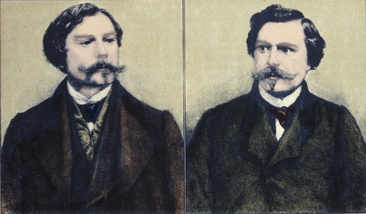Edmond Goncourt (1822-1896) ve Jules Goncourt (1830-1870) kardeş yazarların portresi. by Unknown artist