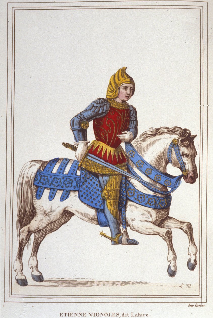 Etienne de Vignoles veya Vignolles dit La Hire (Lahire) portresi. Fransız waran 1390-1443.1830 gravürü by Unknown artist