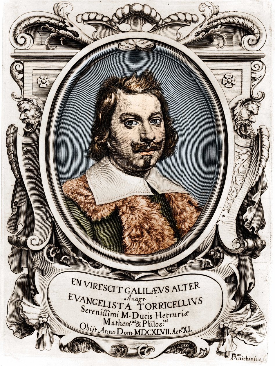Evangelista Torricelli veya Toricelli (1608 - 1647), İtalyan fizikçi portresi. 17. yüzyılın gravürü. by Unknown artist