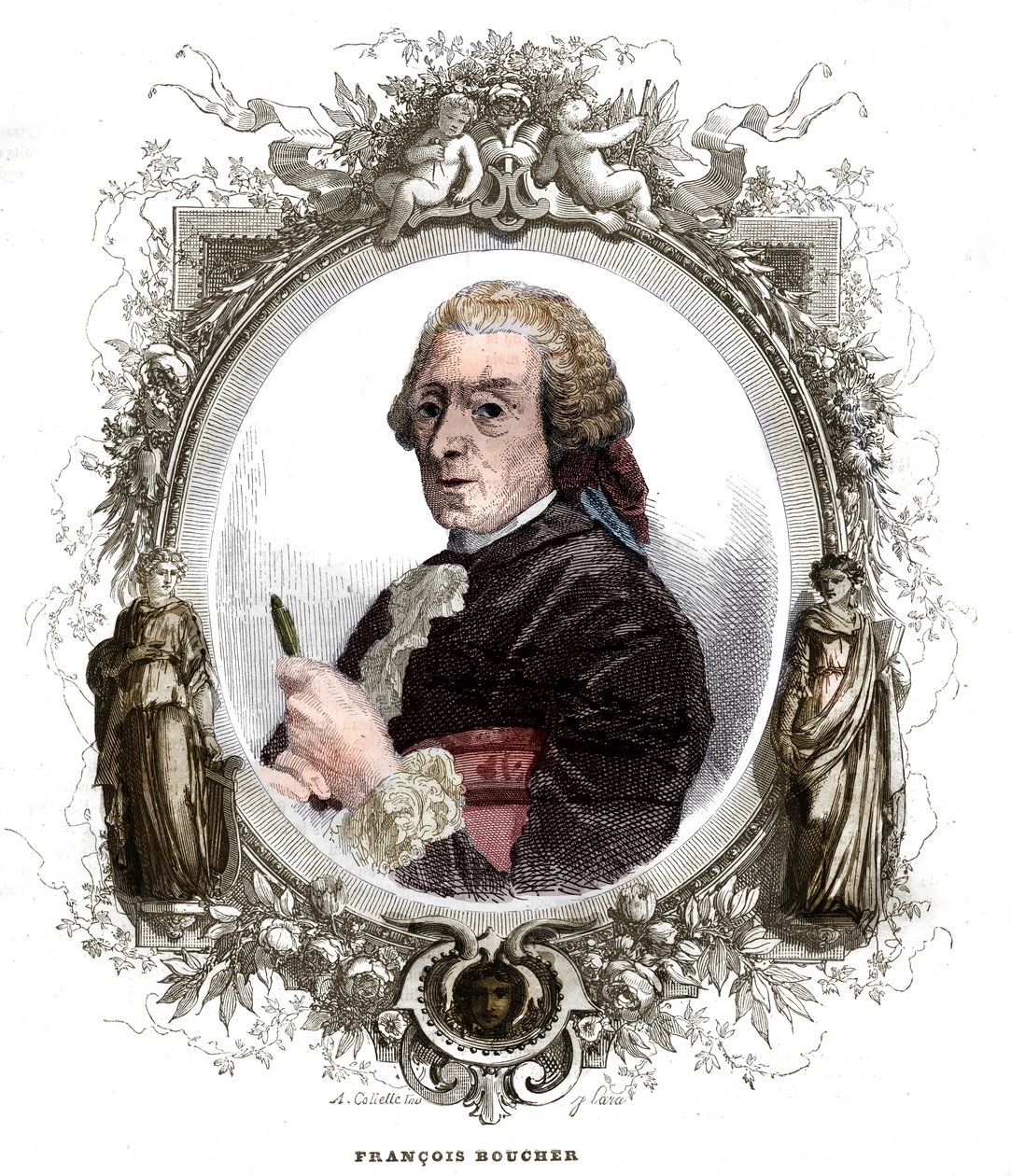 Fransız ressam Francois Boucher (1703-1770) portresi. by Unknown artist