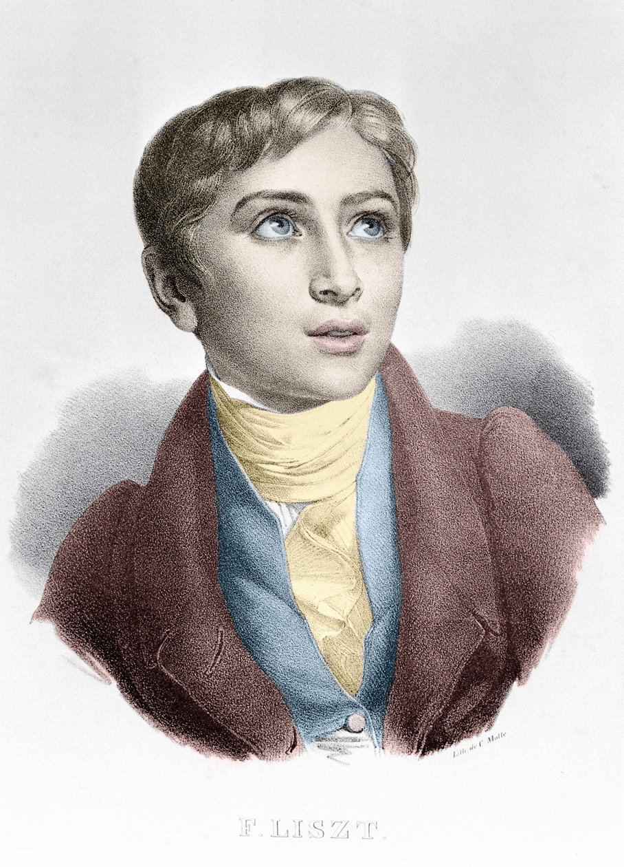 Franz Liszt (1811-1886), Macar besteci ve piyanist portresi. by Unknown artist