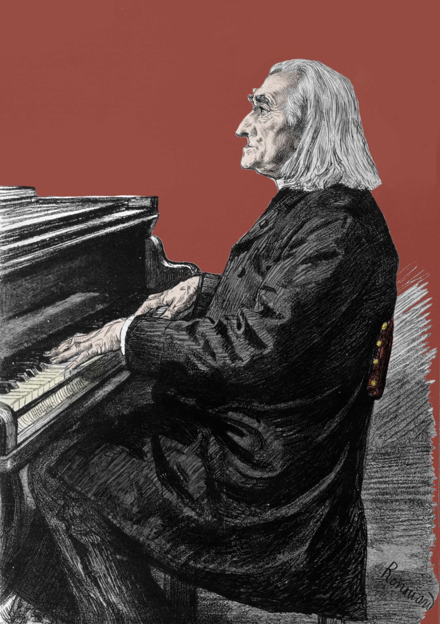 Franz Liszt (1811-1886), Macar piyano bestecisi ve piyanist portresi. by Unknown artist