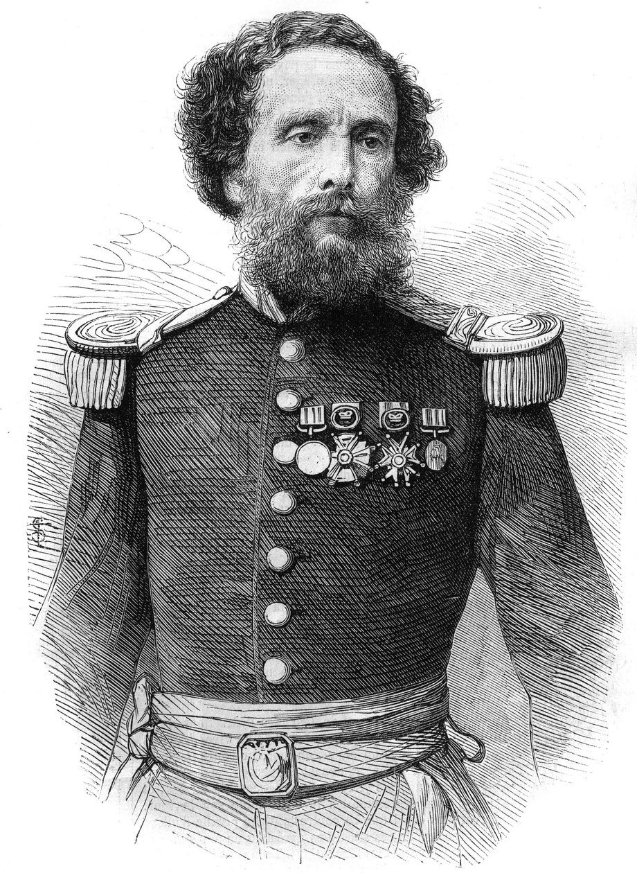 Peru Cumhurbaşkanı General Juan Antonio Pezet (1809-1879) portresi. “Şanlı Evren” de Gravür by Unknown artist