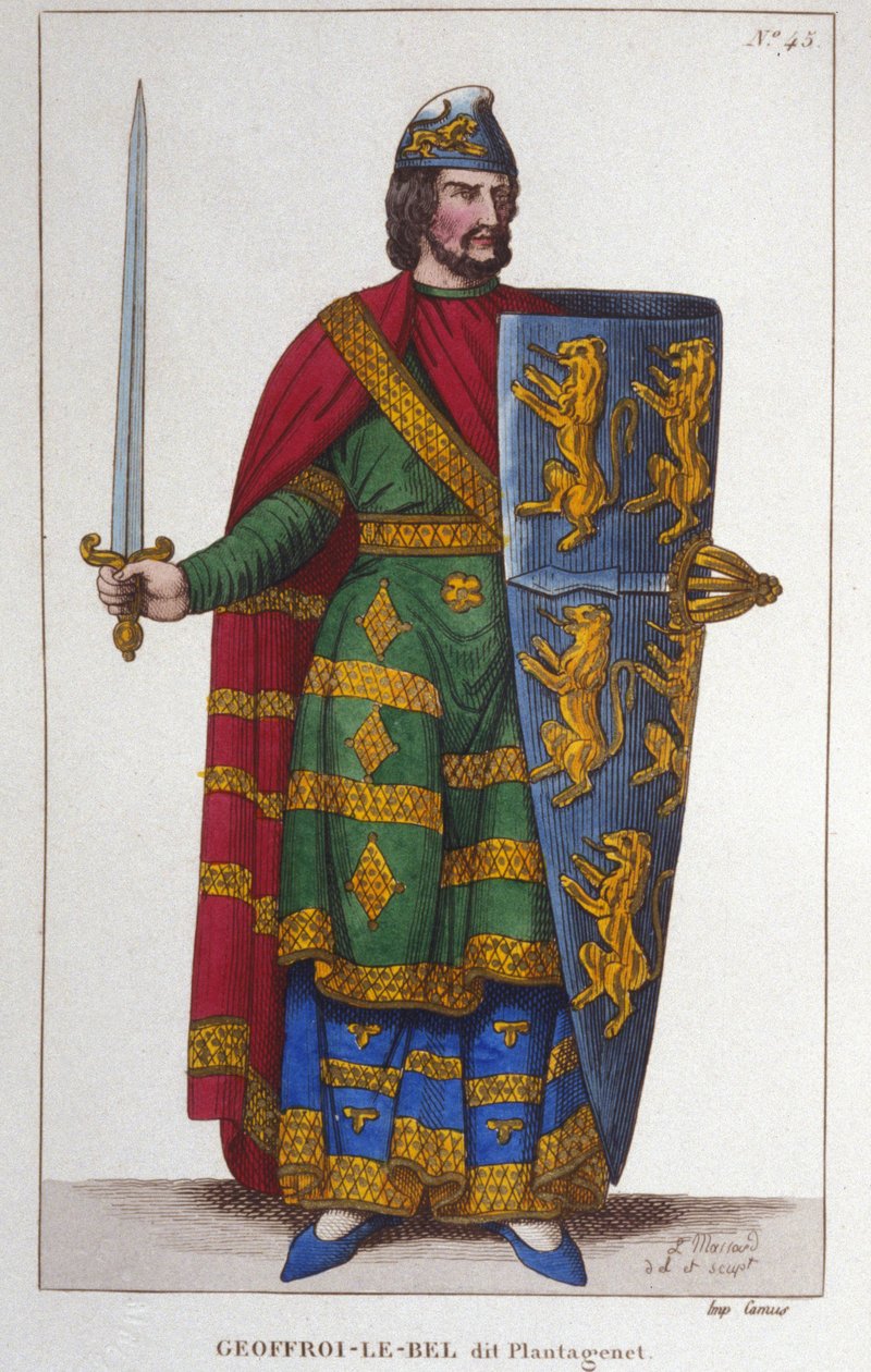 Geoffroy V'nin portresi Le Bel veya Anjou Plantagenêt Kontu (1113-1151) dedi. 1830'dan kalma gravür by Unknown artist