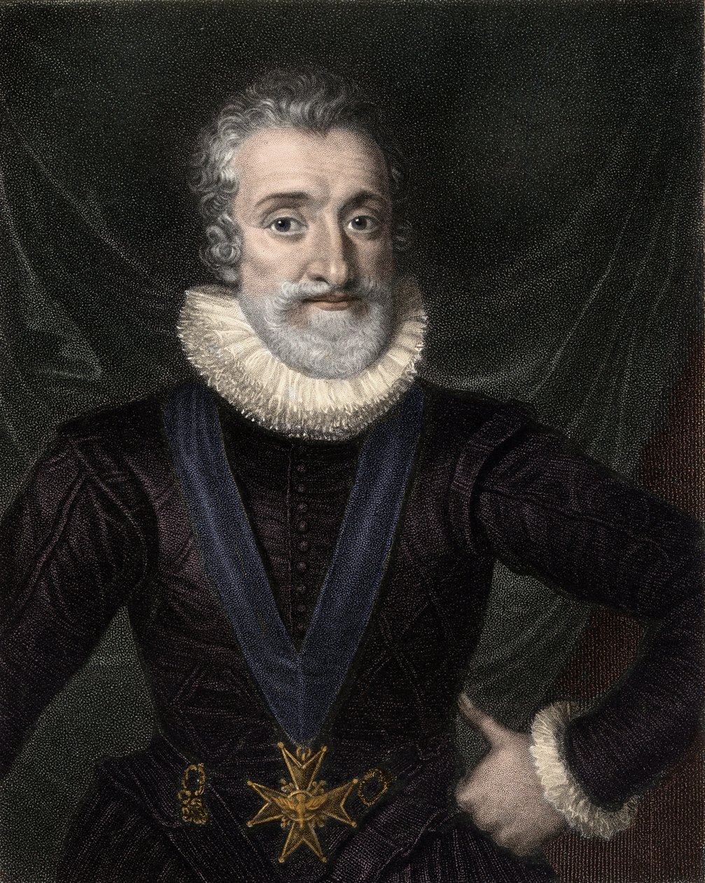 Henry IV (1553-1610) Portresi, Fransa Kralı, Kutsal Ruh Nişanı (Kutsal Ruh Düzeni) - Henry IV (Navarre Henry veya Bourbon) (1553-1610), ile Kutsal Ruh Nişanı - gravür by Unknown artist