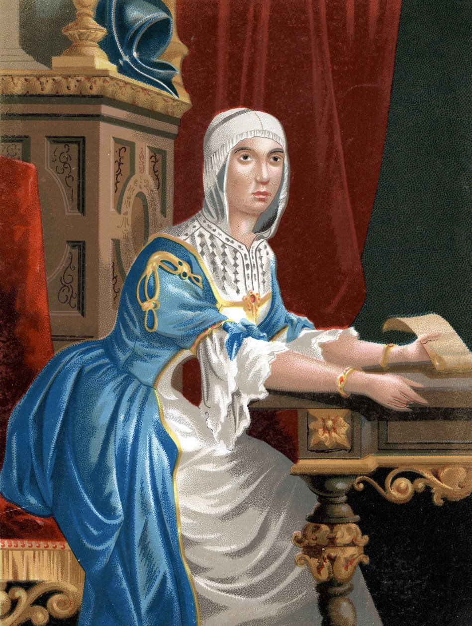 Isabella I Katolik portresi (1451 - 1504), ünlü erkek ve kadınlardan sonra Kastilya Kraliçesi. Barselona 1877. by Unknown artist