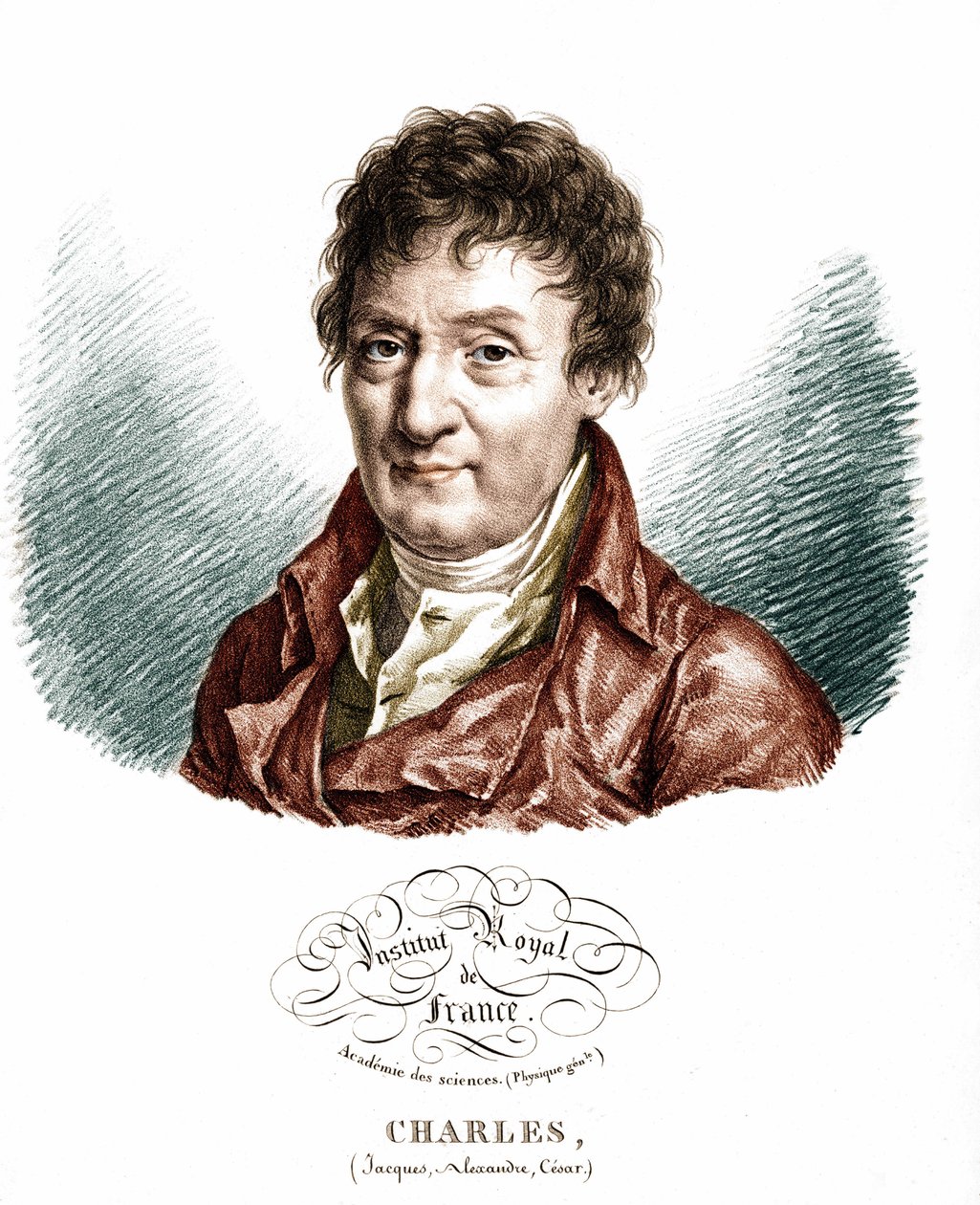 Jacques Alexandre Cesar Charles (1746-1823), Fransız fizikçi portresi. by Unknown artist